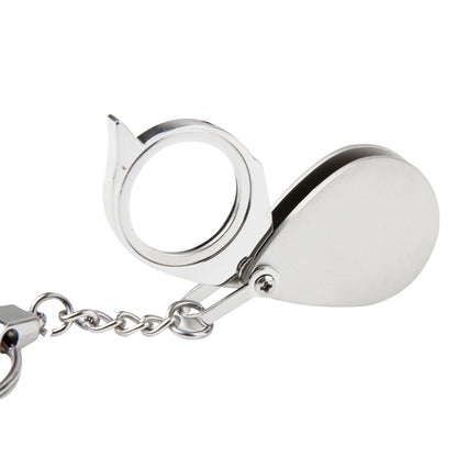 แบบพกพาพับ Loupe เครื่องประดับโลหะโบราณแว่นขยายแว่นขยายเลนส์พวงกุญแจ