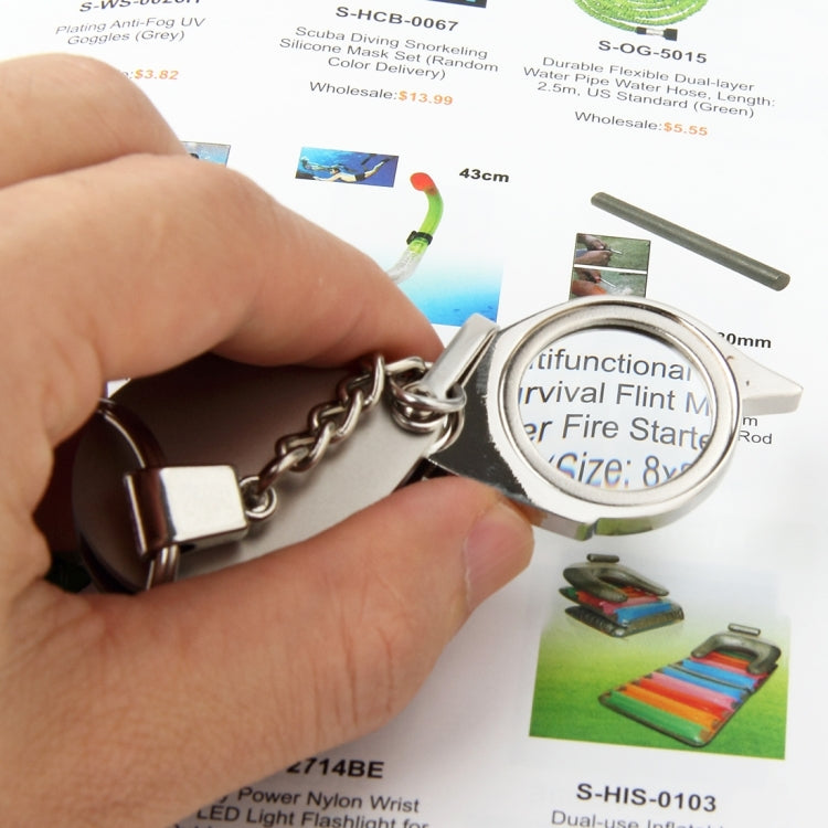 แบบพกพาพับ Loupe เครื่องประดับโลหะโบราณแว่นขยายแว่นขยายเลนส์พวงกุญแจ