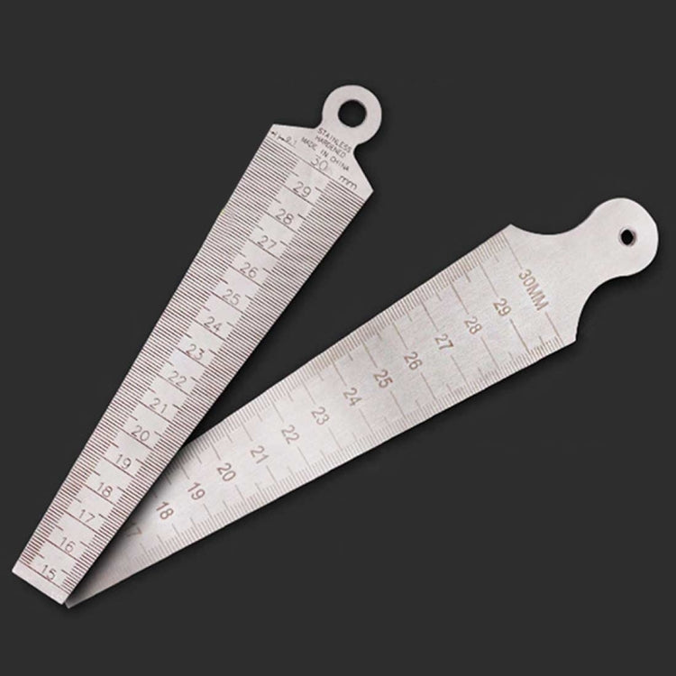 Wedge Feeler Gap 15-30 มม. ไม้บรรทัดสแตนเลสตรวจสอบ Taper Gauge เมตริก Imperial วัดเครื่องมือ, 15-30mm Metric Imperial
