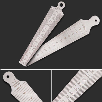 Wedge Feeler Gap 15-30 มม. ไม้บรรทัดสแตนเลสตรวจสอบ Taper Gauge เมตริก Imperial วัดเครื่องมือ, 15-30mm Metric Imperial