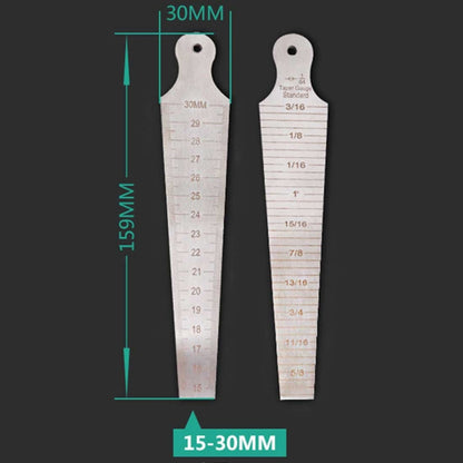 Wedge Feeler Gap 15-30 มม. ไม้บรรทัดสแตนเลสตรวจสอบ Taper Gauge เมตริก Imperial วัดเครื่องมือ, 15-30mm Metric Imperial