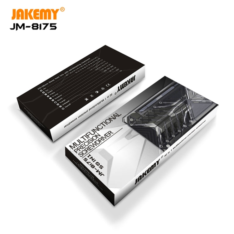 JAKEMY JM-8175 50 in 1 กล่องด้านนอกสองด้านมัลติฟังก์ชั่นและชุดเครื่องมือไขควงความแม่นยำ, JM-8175 50 in 1