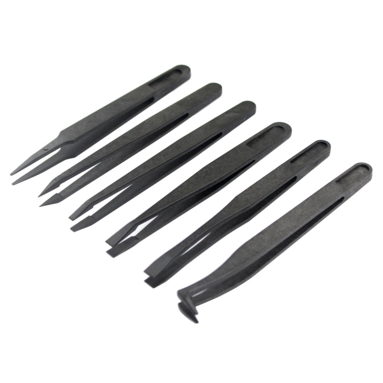 JF-S6in1 แหนบปลายตรงและโค้งคาร์บอนไฟเบอร์ป้องกันไฟฟ้าสถิตย์ 6 in 1, JF-S 6 in 1