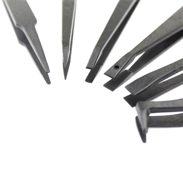 JF-S6in1 แหนบปลายตรงและโค้งคาร์บอนไฟเบอร์ป้องกันไฟฟ้าสถิตย์ 6 in 1, JF-S 6 in 1