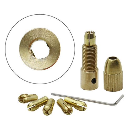 7 ชิ้น/เซ็ตทองเหลือง 0.5-3 มม.ไฟฟ้าขนาดเล็กเจาะ Bit Collet Micro Twist 4.05 มม.เจาะชุด Chuck พร้อมประแจ, 4.05mm