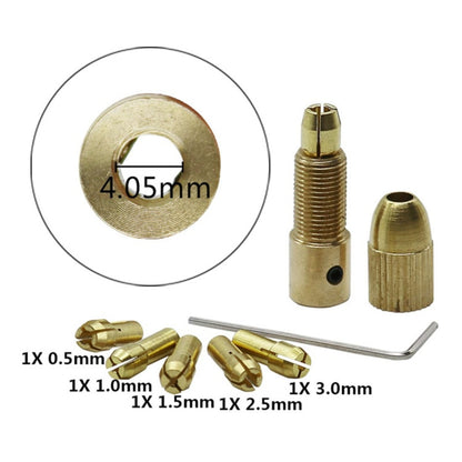 7 ชิ้น/เซ็ตทองเหลือง 0.5-3 มม.ไฟฟ้าขนาดเล็กเจาะ Bit Collet Micro Twist 4.05 มม.เจาะชุด Chuck พร้อมประแจ, 4.05mm