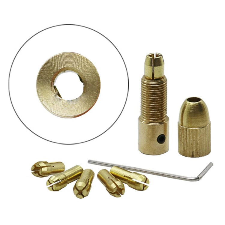 7 ชิ้น/เซ็ตทองเหลือง 0.5-3 มม.ไฟฟ้าขนาดเล็กเจาะ Bit Collet Micro Twist 5.05 มม.เจาะชุด Chuck พร้อมประแจ, 5.05mm