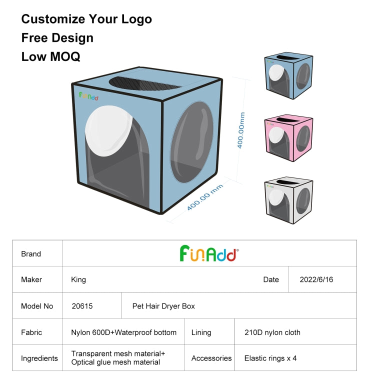 FUNADD กล่องสำหรับอาบน้ำสำหรับสัตว์เลี้ยง กรงเครื่องเป่าพับได้แบบพกพา เหมาะสำหรับสัตว์เลี้ยงที่มีน้ำหนักไม่เกิน 5 กก, Folding Dryer Cage