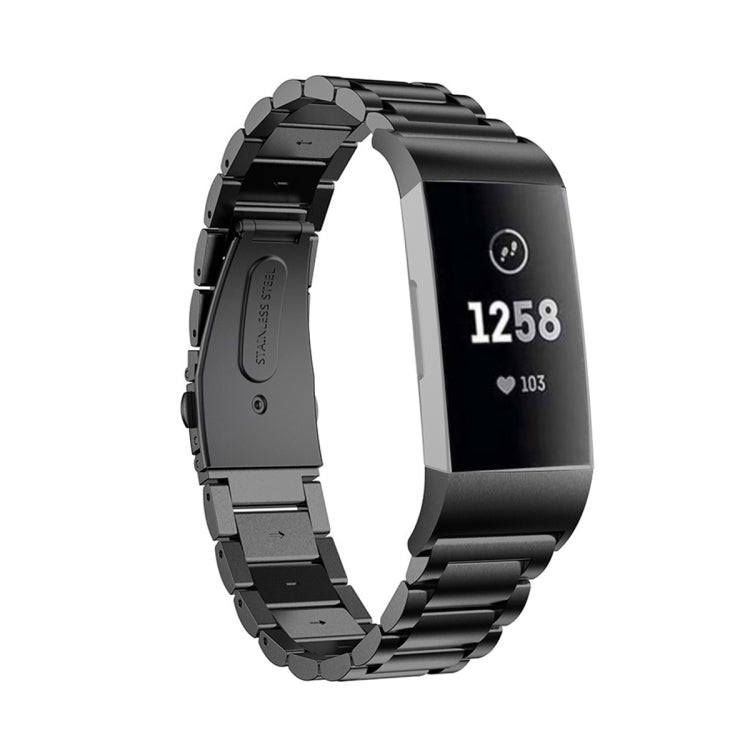 สายนาฬิกาสแตนเลสแบบแข็งสามเม็ดหนังสติ๊กหัวเข็มขัดสำหรับ Fitbit Charge 4, Three Beads for Fitbit Charge 4