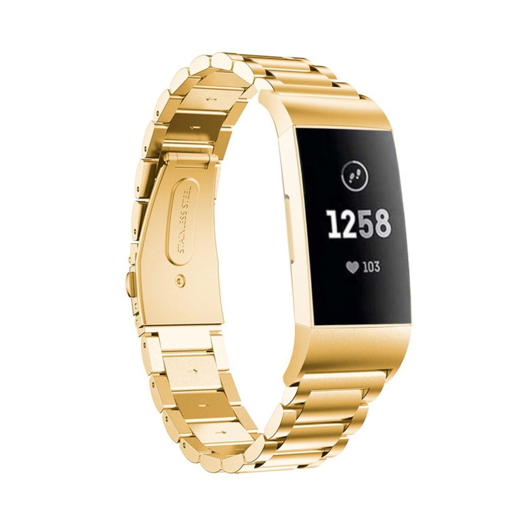 สายนาฬิกาสแตนเลสแบบแข็งสามเม็ดหนังสติ๊กหัวเข็มขัดสำหรับ Fitbit Charge 4, Three Beads for Fitbit Charge 4