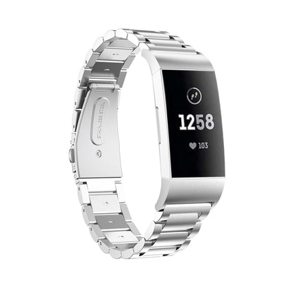 สายนาฬิกาสแตนเลสแบบแข็งสามเม็ดหนังสติ๊กหัวเข็มขัดสำหรับ Fitbit Charge 4, Three Beads for Fitbit Charge 4