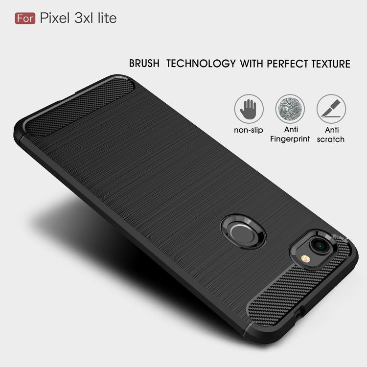 เคส TPU กันกระแทกคาร์บอนไฟเบอร์เนื้อแปรงสำหรับ Google Pixel 3XL Lite, For Google Pixel 3XL Lite