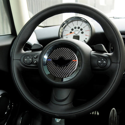 สีแดงสีฟ้าพวงมาลัยรถ F แชสซีโลโก้คาร์บอนไฟเบอร์สติกเกอร์ตกแต่งสำหรับ BMW Mini Cooper F55/F56/ f60/Countryman F60, For BMW Mini F55 (Red Blue Color)
