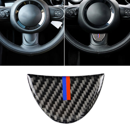 สีแดงสีฟ้าสีพวงมาลัยรถคาร์บอนไฟเบอร์สติกเกอร์ตกแต่งสำหรับ BMW Mini R53 / R55 / R57 / R58 / R59 / R60 / R50 / R52 / F55 / F56, For BMW Mini R53 (Red Blue Color)