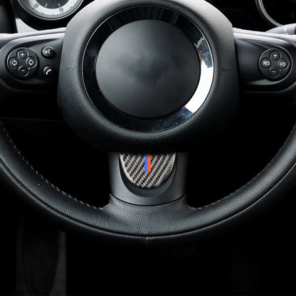 สีแดงสีฟ้าสีพวงมาลัยรถคาร์บอนไฟเบอร์สติกเกอร์ตกแต่งสำหรับ BMW Mini R53 / R55 / R57 / R58 / R59 / R60 / R50 / R52 / F55 / F56, For BMW Mini R53 (Red Blue Color)