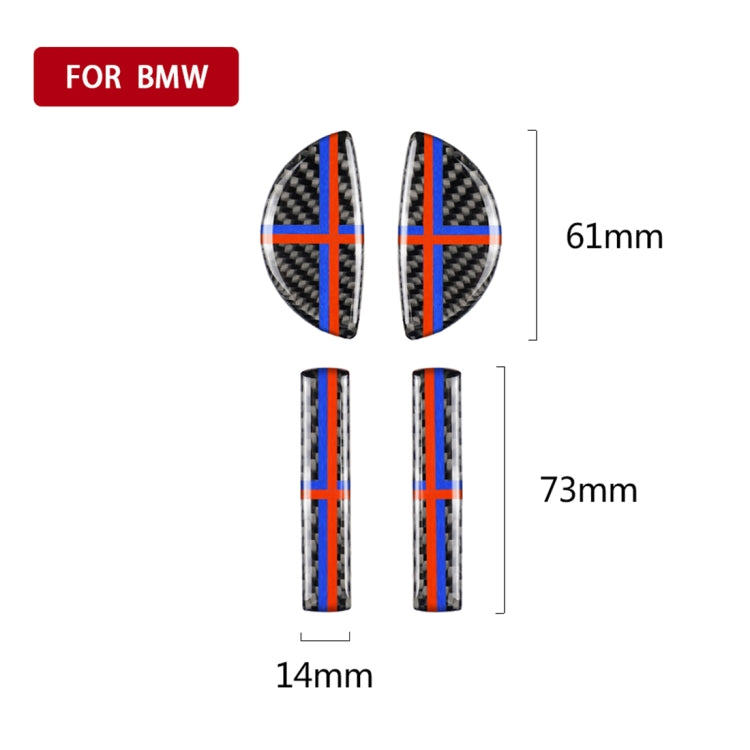 4 ชิ้นสีแดงสีฟ้าสีรถ F แชสซีมือจับประตูคาร์บอนไฟเบอร์สติกเกอร์ตกแต่งสำหรับ BMW Mini Cooper Clubman Countryman F55 / F54 / F60, For BMW Mini F60 (Red Blue Color)