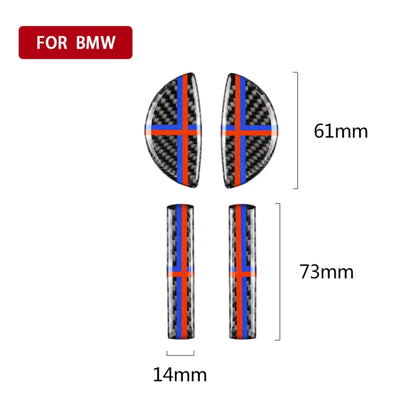 4 ชิ้นสีแดงสีฟ้าสีรถ F แชสซีมือจับประตูคาร์บอนไฟเบอร์สติกเกอร์ตกแต่งสำหรับ BMW Mini Cooper Clubman Countryman F55 / F54 / F60, For BMW Mini F60 (Red Blue Color)