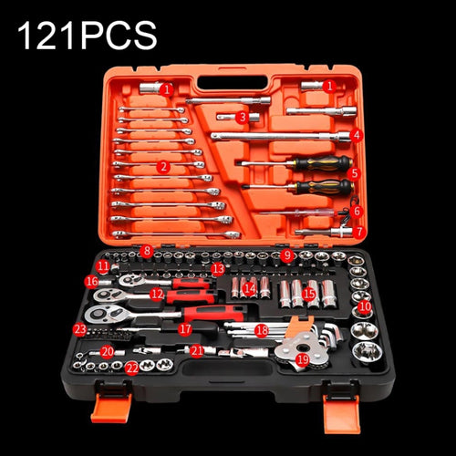 121 In 1 Multi-function รถ ชุดซ่อมกล่องเครื่องมือประแจวงล้อ, 121 In 1