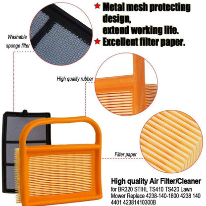 เครื่องกรองอากาศสำหรับ Stihl TS410 420 480 500i คอนกรีตตัดสับเลื่อยเปลี่ยน 4238 141 0300 Stens 605-555 โรตารี่ 12716, For Stihl TS410 420