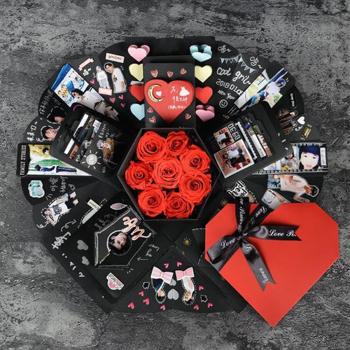 รูปหัวใจ DIY อัลบั้มรูปทำมือเซอร์ไพร์สระเบิดกำยำกล่องของขวัญ, DIY Album