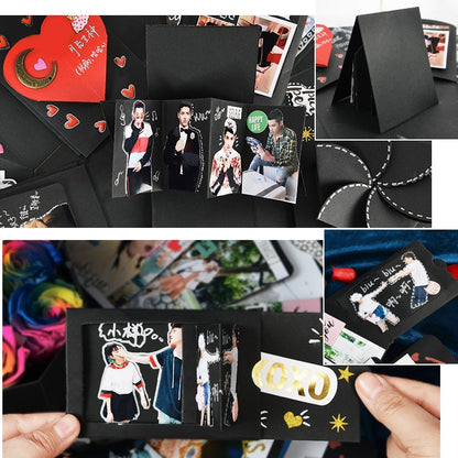 รูปหัวใจ DIY อัลบั้มรูปทำมือเซอร์ไพร์สระเบิดกำยำกล่องของขวัญ, DIY Album