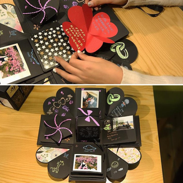 Creative DIY Handmade อัลบั้มภาพหนังสือที่ระลึก Surprise ระเบิดกล่องของขวัญสำเร็จรูป + รุ่น PVC, Handmade Photo Album