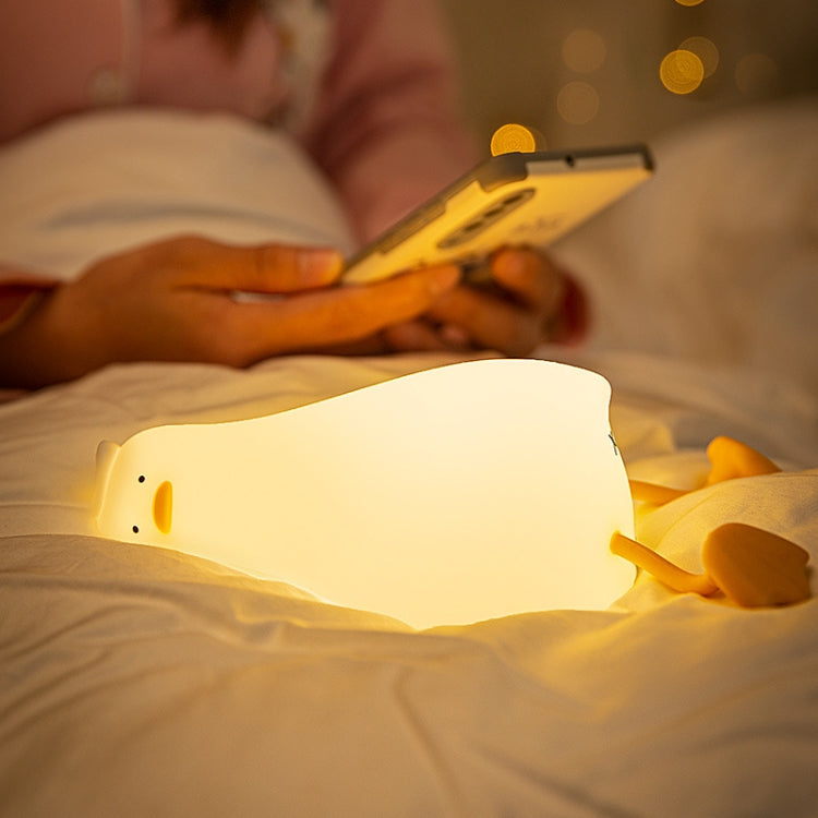 การชาร์จ USB 1W LED Lie Flat Duck ซิลิโคน Touch Sensing Night Light, Flat Duck