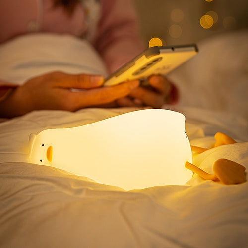 การชาร์จ USB 1W LED Lie Flat Duck ซิลิโคน Touch Sensing Night Light, Flat Duck