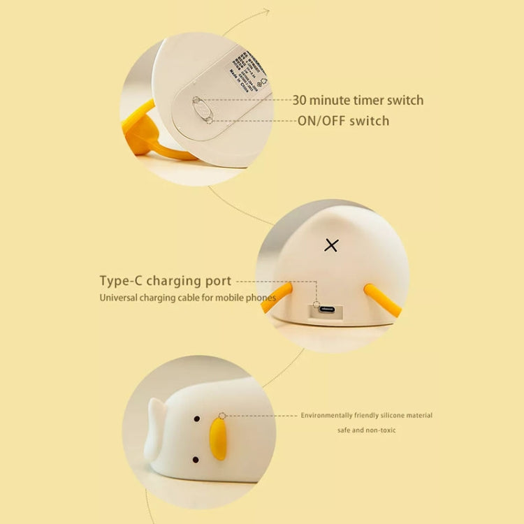 การชาร์จ USB 1W LED Lie Flat Duck ซิลิโคน Touch Sensing Night Light, Flat Duck