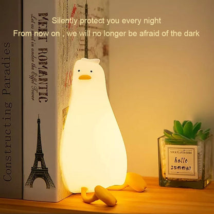 การชาร์จ USB 1W LED Lie Flat Duck ซิลิโคน Touch Sensing Night Light, Flat Duck