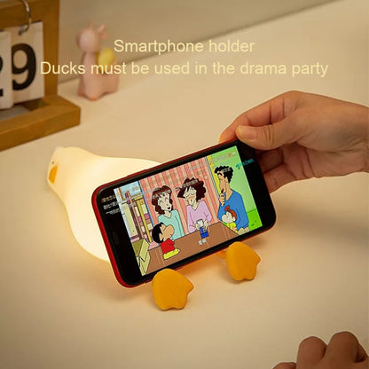 การชาร์จ USB 1W LED Lie Flat Duck ซิลิโคน Touch Sensing Night Light, Flat Duck