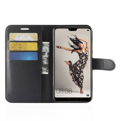 สำหรับ Huawei P20 Pro ซองหนังพลิกแนวนอนเนื้อลิ้นจี่พร้อมกระเป๋าสตางค์และผู้ถือและช่องเสียบการ์ด, For Huawei P20 Pro