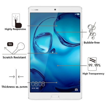 สำหรับ Huawei MediaPad M3 8.4 นิ้ว 0.3mm 9H ความแข็งพื้นผิวฟิล์มกระจกนิรภัยป้องกันการระเบิด, For MediaPad M3 8.4 inch