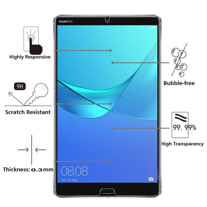 สำหรับ Huawei MediaPad M5 8.4 นิ้ว 0.3mm 9H ความแข็งพื้นผิวฟิล์มกระจกนิรภัยป้องกันการระเบิด, For MediaPad M5 8.4 inch