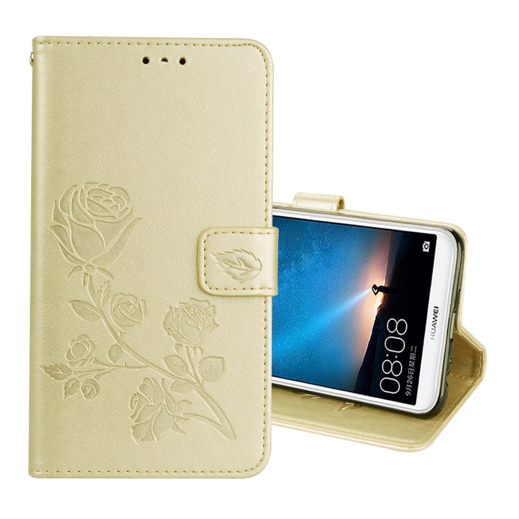 สำหรับ Huawei Mate 10 Lite Rose นูนซองหนัง PU สิ่งแวดล้อมพลิกแนวนอนพร้อมตัวยึดและช่องเสียบการ์ดและกระเป๋าสตางค์, For Huawei Mate 10 Lite, Huawei Mate 10 Lite