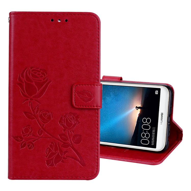 สำหรับ Huawei Mate 10 Lite Rose นูนซองหนัง PU สิ่งแวดล้อมพลิกแนวนอนพร้อมตัวยึดและช่องเสียบการ์ดและกระเป๋าสตางค์, For Huawei Mate 10 Lite, Huawei Mate 10 Lite