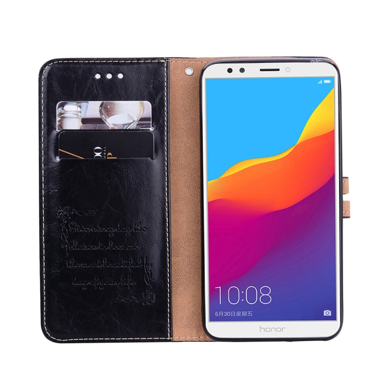 ซองหนังพลิกแนวนอนเนื้อน้ำมันขี้ผึ้งสไตล์ธุรกิจสำหรับ Huawei Honor 7C / เพลิดเพลินกับ 8 / Y7 (2018) / Y7 Prime (2018) / Nova 2 Lite พร้อมตัวยึดและช่องเสียบการ์ดและกระเป๋าสตางค์, For Huawei Honor 7C, For Honor 7C / Y7 Prime (2018)                        ...