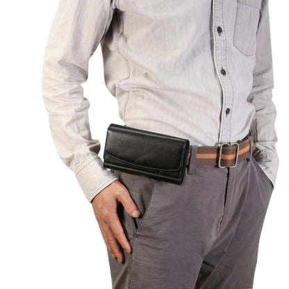 Men Lambskin Texture โทรศัพท์มือถืออเนกประสงค์อเนกประสงค์กระเป๋าหนังคาดเอวสำหรับสมาร์ทโฟนขนาด 6.9 นิ้วหรือต่ำกว่าพร้อมช่องเสียบการ์ด