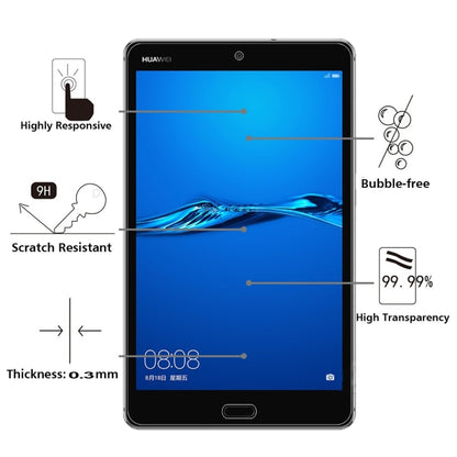 75 ชิ้นสำหรับ Huawei MediaPad M3 Lite 8.0 นิ้ว 0.3 มิลลิเมตร 9H ความแข็งพื้นผิวฟิล์มกระจกนิรภัยป้องกันการระเบิด, For M3 Lite 8.0