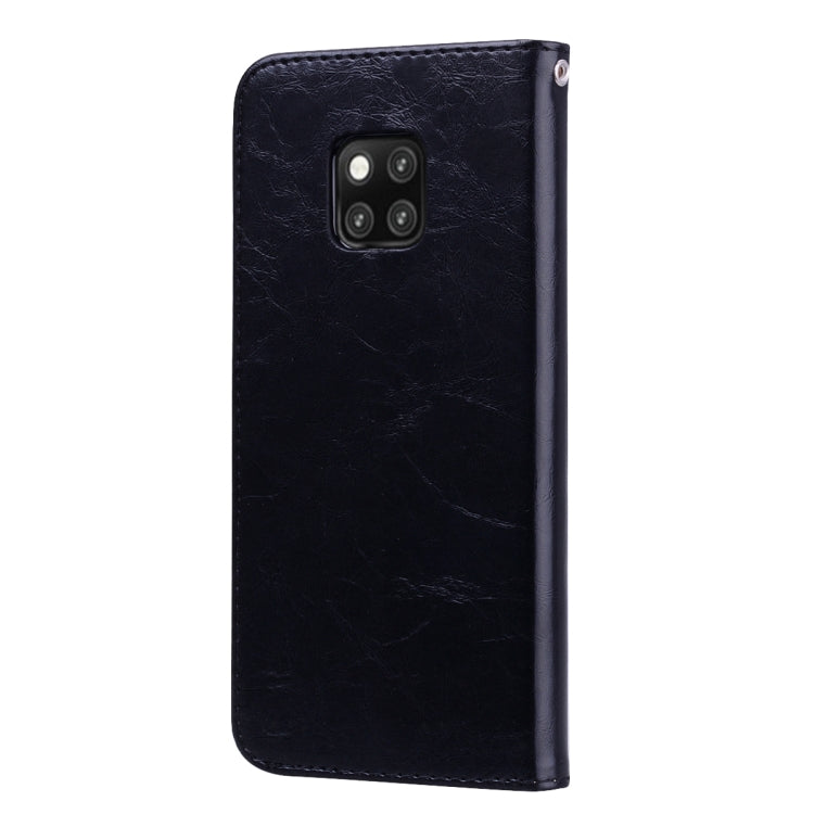 ซองหนังพลิกแนวนอนเนื้อน้ำมันขี้ผึ้งสไตล์ธุรกิจสำหรับ Huawei Mate 20 Pro พร้อมตัวยึดและช่องเสียบการ์ดและกระเป๋าสตางค์, For Huawei Mate 20 Pro
