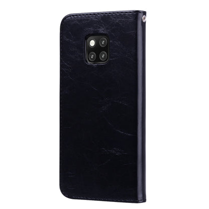 ซองหนังพลิกแนวนอนเนื้อน้ำมันขี้ผึ้งสไตล์ธุรกิจสำหรับ Huawei Mate 20 Pro พร้อมตัวยึดและช่องเสียบการ์ดและกระเป๋าสตางค์, For Huawei Mate 20 Pro