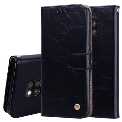 ซองหนังพลิกแนวนอนเนื้อน้ำมันขี้ผึ้งสไตล์ธุรกิจสำหรับ Huawei Mate 20 Pro พร้อมตัวยึดและช่องเสียบการ์ดและกระเป๋าสตางค์, For Huawei Mate 20 Pro