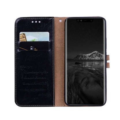 ซองหนังพลิกแนวนอนเนื้อน้ำมันขี้ผึ้งสไตล์ธุรกิจสำหรับ Huawei Mate 20 Pro พร้อมตัวยึดและช่องเสียบการ์ดและกระเป๋าสตางค์, For Huawei Mate 20 Pro