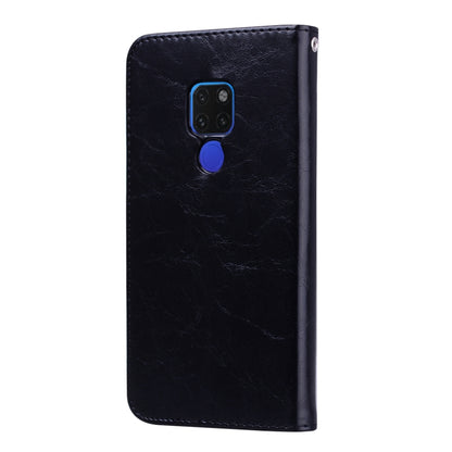 ซองหนังพลิกแนวนอนเนื้อน้ำมันขี้ผึ้งสไตล์ธุรกิจสำหรับ Huawei Mate 20 พร้อมตัวยึดและช่องเสียบการ์ดและกระเป๋าสตางค์, For Huawei Mate 20