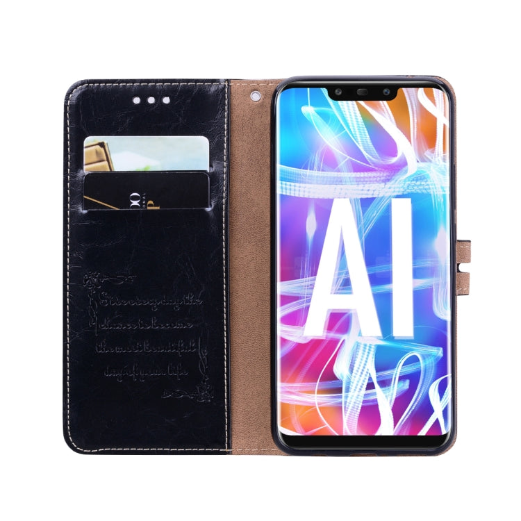 ซองหนังพลิกแนวนอนเนื้อน้ำมันขี้ผึ้งสไตล์ธุรกิจสำหรับ Huawei Mate 20 Lite พร้อมตัวยึดและช่องเสียบการ์ดและกระเป๋าสตางค์, For Huawei Mate 20 Lite