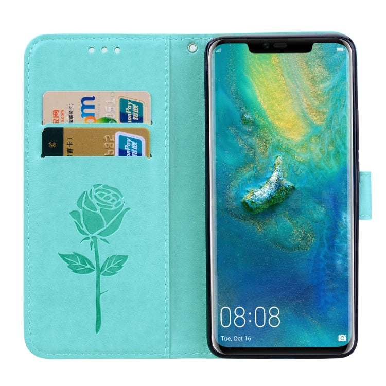 ซองหนัง PU แบบพลิกแนวนอนลายดอกกุหลาบสำหรับ Huawei Mate 20 Pro พร้อมตัวยึดและช่องเสียบการ์ดและกระเป๋าสตางค์, For Huawei Mate 20 Pro, Huawei Mate 20 Pro