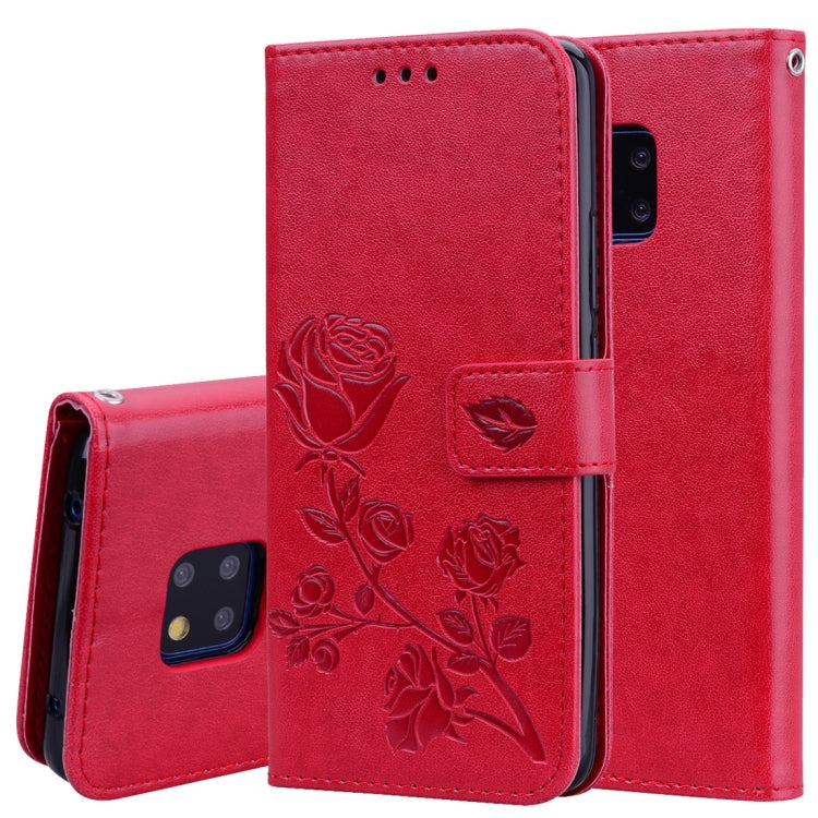 ซองหนัง PU แบบพลิกแนวนอนลายดอกกุหลาบสำหรับ Huawei Mate 20 Pro พร้อมตัวยึดและช่องเสียบการ์ดและกระเป๋าสตางค์, For Huawei Mate 20 Pro, Huawei Mate 20 Pro