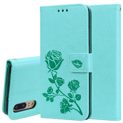 ซองหนัง PU แบบพลิกแนวนอนลายดอกกุหลาบสำหรับ Huawei P20 พร้อมตัวยึดและช่องเสียบการ์ดและกระเป๋าสตางค์, For Huawei P20, Huawei P20