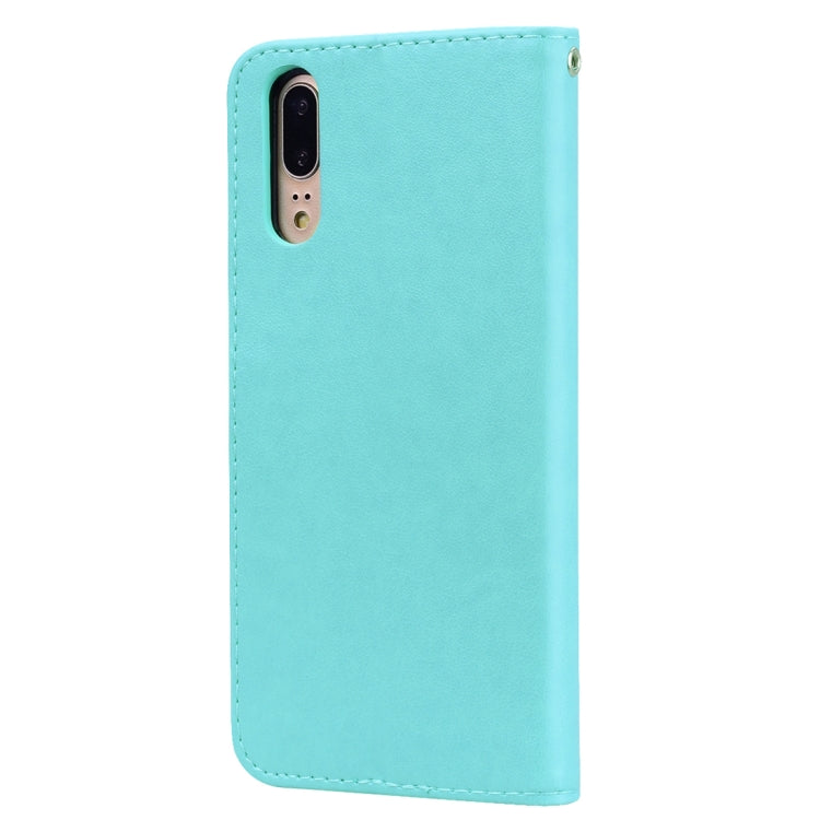 ซองหนัง PU แบบพลิกแนวนอนลายดอกกุหลาบสำหรับ Huawei P20 พร้อมตัวยึดและช่องเสียบการ์ดและกระเป๋าสตางค์, For Huawei P20, Huawei P20