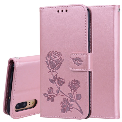 ซองหนัง PU แบบพลิกแนวนอนลายดอกกุหลาบสำหรับ Huawei P20 พร้อมตัวยึดและช่องเสียบการ์ดและกระเป๋าสตางค์, For Huawei P20, Huawei P20